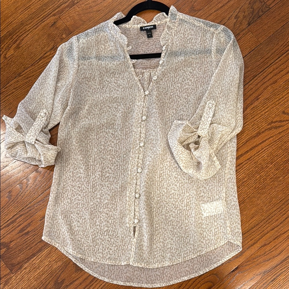 Express Cream Button-Up Blouse